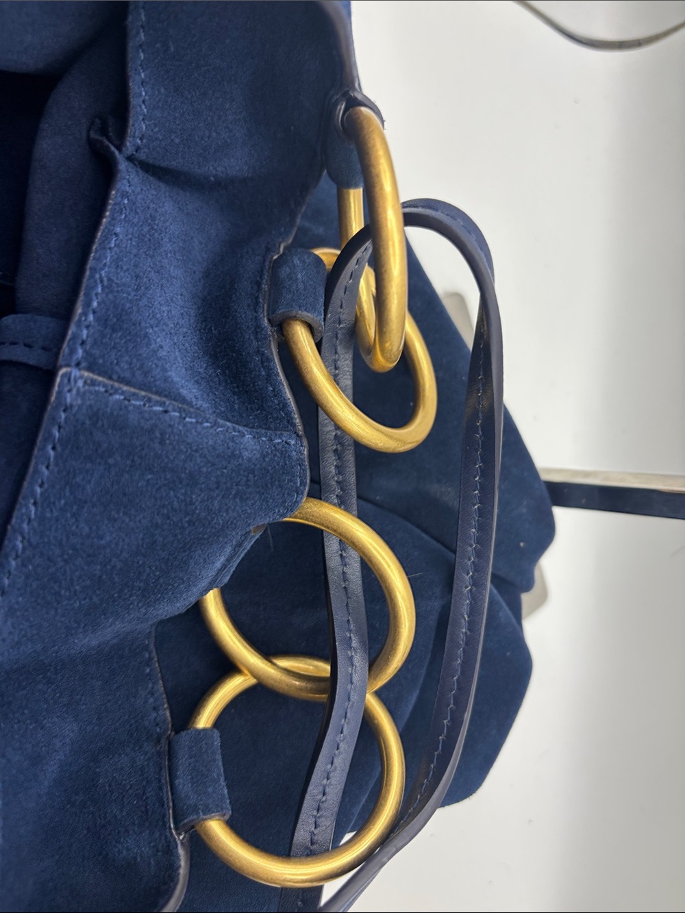Tory Burch Farrah Suede Tote Bag in Royal Navy / Midnight Blue - Picture 6 of 8